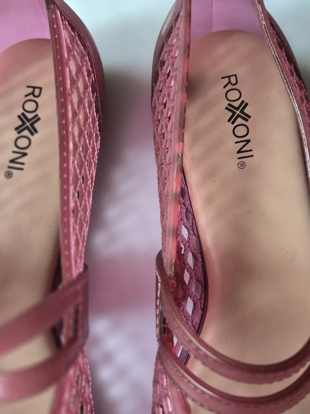 Roxxoni Pink Double-Strap Jellies Mary Jane Flats